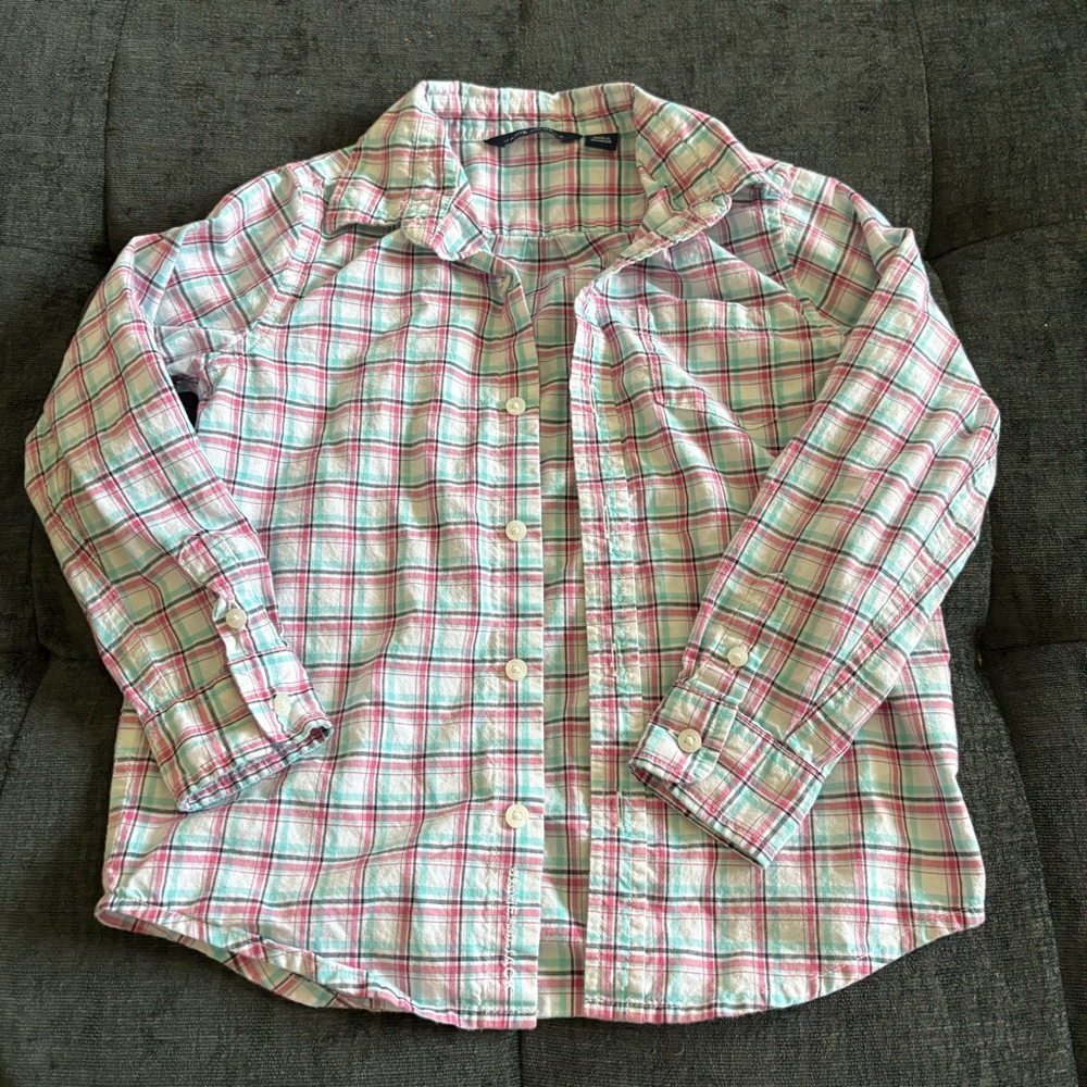 Janie and Jack Plaid Button-Down Shirt boys size 5